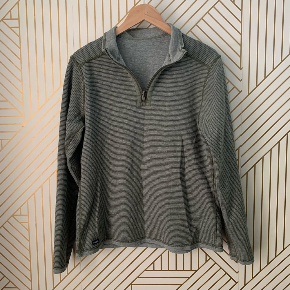 Wrangler cotton striped Quarter Zip v neck Pullover long sleeve tee men’s M